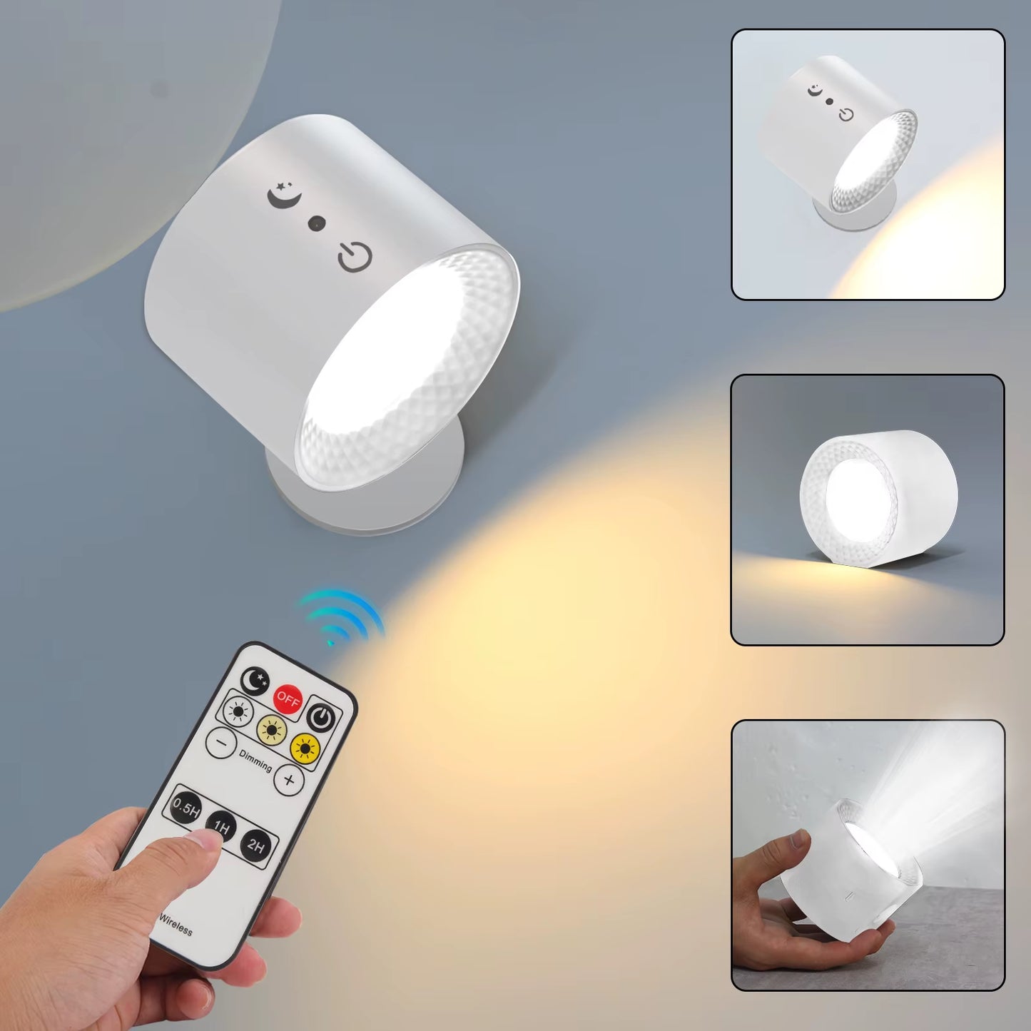 Led Wall Lamp Touch Control IR Remote 360 Rotatable USB Recharge Wireless Portable Night Light for Bedside Bedroom Reading Lamp