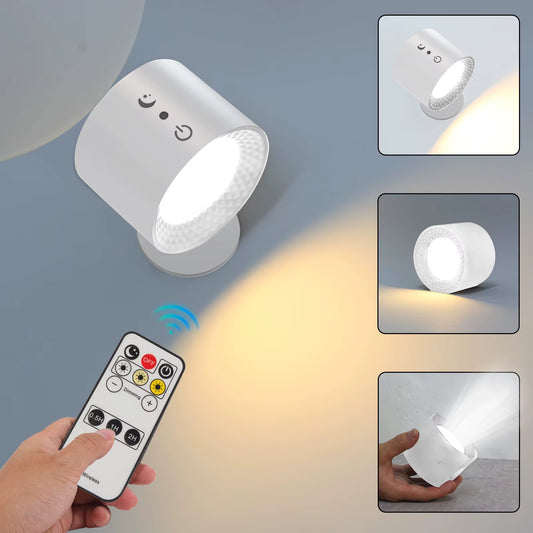 Led Wall Lamp Touch Control IR Remote 360 Rotatable USB Recharge Wireless Portable Night Light for Bedside Bedroom Reading Lamp