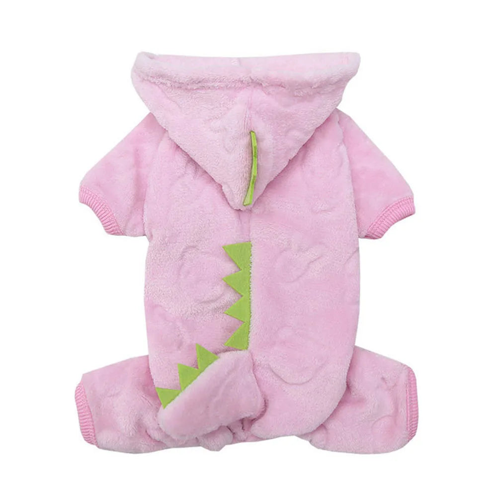 Pet Cat Clothes Puppy Dog Cat Funny Dinosaur Costume Winter Warm Plush Cat Coat Fleece Hoodies Sweater Small Dog Kitten Clothing